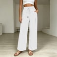 thumbnail image 6 of DYTTDG Women's Drawstring Wide Leg Pants | Casual Elastic Waist Solid Color Summer Trousers with Pockets, Loose Fit Lounge Pants, 6 of 8