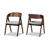 Baxton Studio Danton Mid-Century Modern Grey Fabric Upholstered and Walnut Brown Finished Wood 2-Piece Dining Chair Set