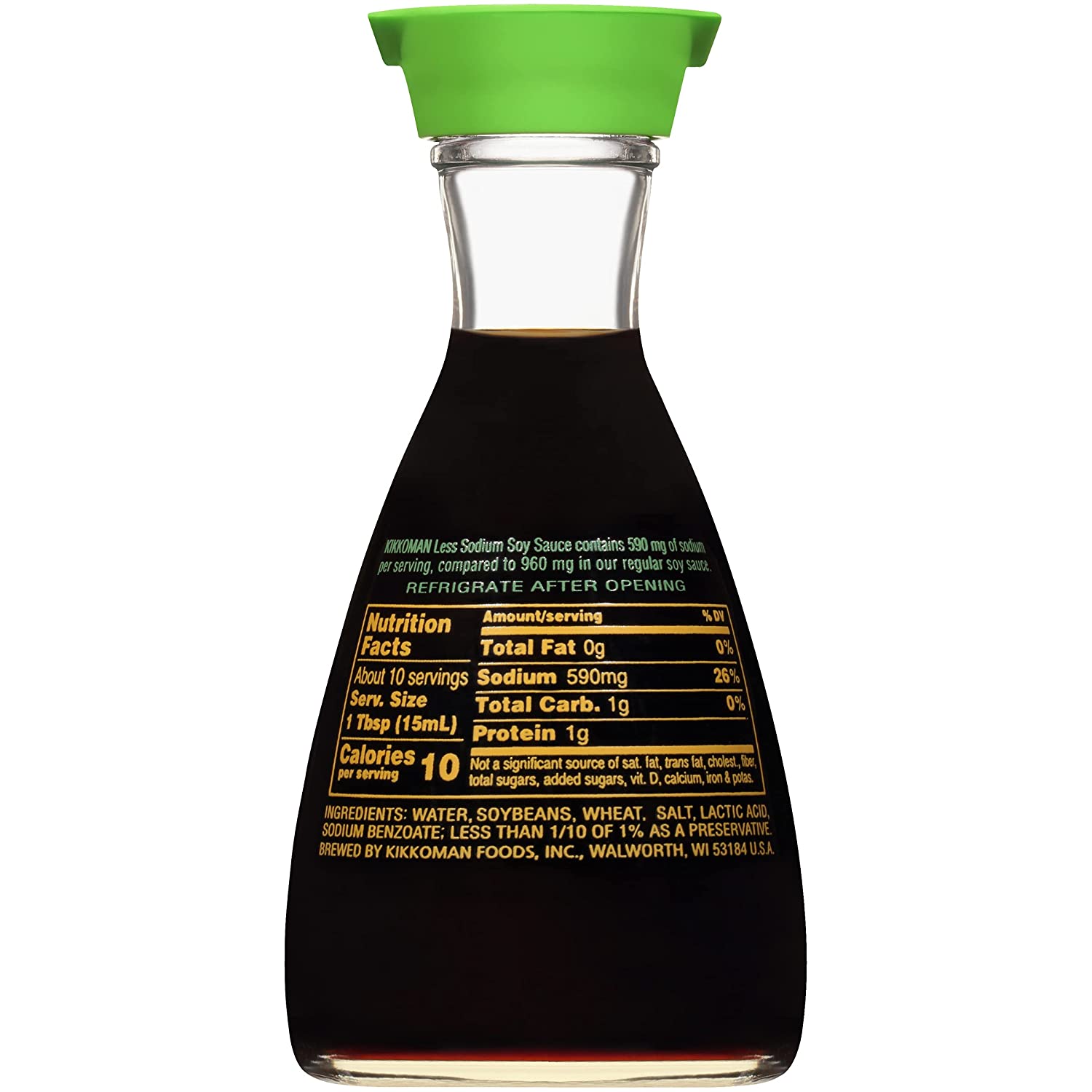 Kikkoman Less Sodium Soy Sauce Dispenser, 5-Ounce Glass Bottle (Pack of 4)