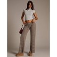 thumbnail image 6 of Multicolor Womens Brown Striped Low-Waist Wide-Leg Pants, 6 of 8