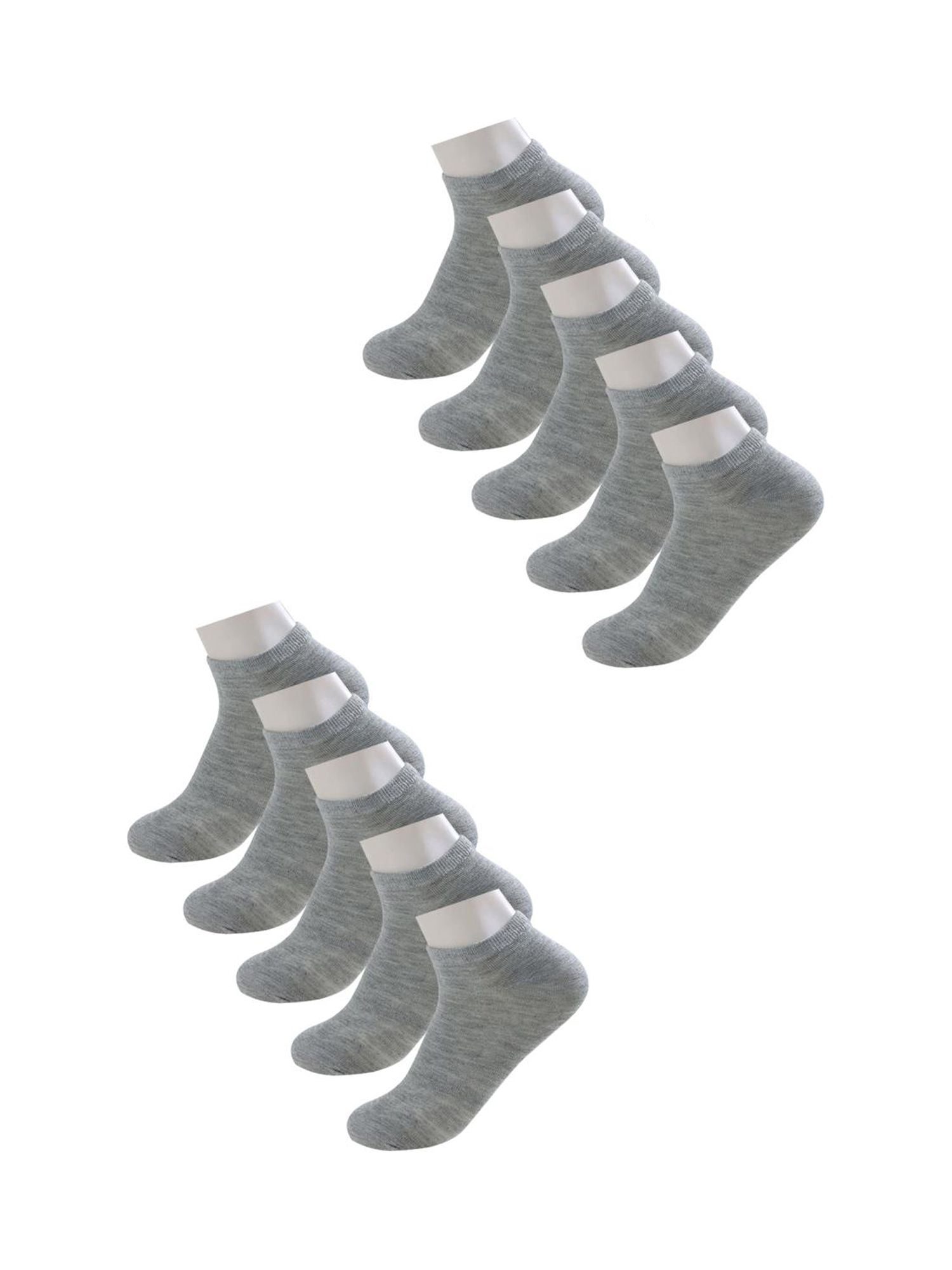 INSPIRE CHIC Women's 10 Pairs Stretch Breathable Cuffs Low Cut Ankle Socks Small Gray