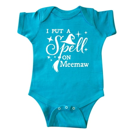 

Inktastic I Put a Spell on Meemaw Witch Hat and Broom Gift Baby Boy or Baby Girl Bodysuit