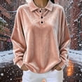 thumbnail image 2 of Dagugfen Sweatshirts for Women Velvet Fuzzy Fleece Quarter Zip Lapel Neck Comfy Breathable Soft Casual Pullover Shirts(S,Pink), 2 of 5
