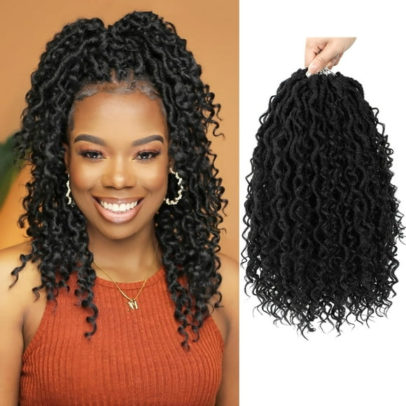 Forevery Goddess Locs Crochet Hair 14 Inch Faux Locs Crochet Hair 6 Packs PreLooped Crochet Hair for Women River Locs Crochet Hair With Curly Ends 1B