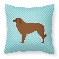 Carolines Treasures BB3731PW1818 Portuguese Sheepdog Dog Checkerboard Blue Fabric Decorative Pillow