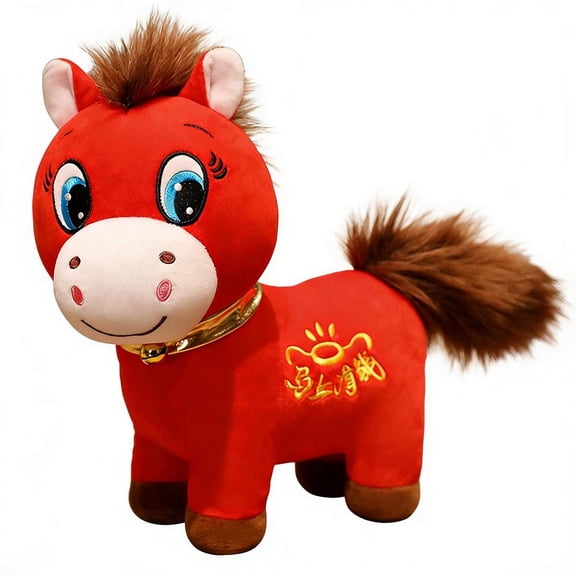 KRONDO wartleves Year of The Horse 2026 Plush, Funny Smiling/Crying Horse Plushie Figurine, Lucky Chinese Lunar New Year Mascot Ornament for Home Store Tabletop Decor, Red
