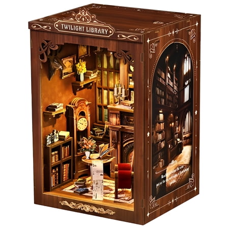 3D Stereo DIY, Cardboard Book Nook Puzzle Set, 194 Pieces + 4.1 × 4.7 × 6.9 inches, Precision-Cut & Easy Assembly