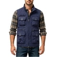 thumbnail image 5 of Men's Vest with Multi Pockets Breathable Lightweight Outdoor Cargo Vest Solid Color Stand Collar Jacket Men's Travel Sports Workout Vest, 5 of 6