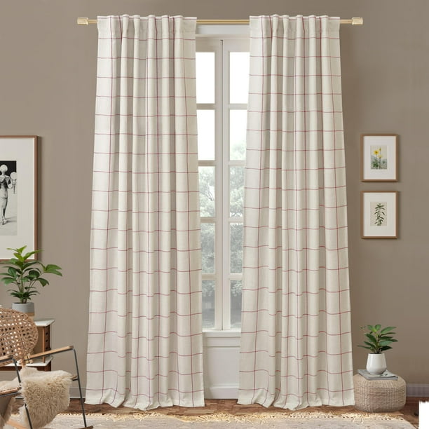 Cortina DriftAway para ventana a cuadros, 260 x 130 cm, color rojo, 100% opaca