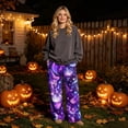 thumbnail image 2 of Trgacdwlo Halloween Pajama Pants Fuzzy Spooky Season Wide Leg Fleece Pj Pants Women Elastic Waist Winter Comfy Warm Lounge Pants Women, 2 of 6