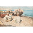 thumbnail image 3 of Giuseppe Giardiello 18x12 Black Modern Framed Museum Art Print Titled - Fisher Boys by the Beach of Naples, 3 of 5