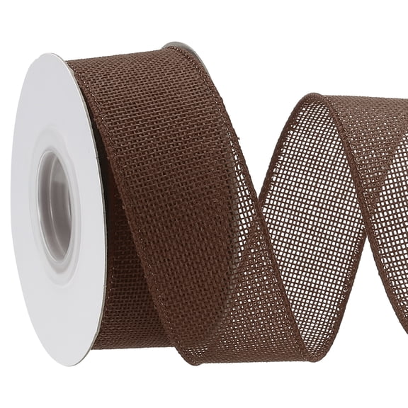 Uxcell Burlap Wired Ribbon Natural Jute Wired Edge Ribbons Solid Rustic Ribbon with Iron Wire for Crafts Gift Wrapping Brown 1.5 in