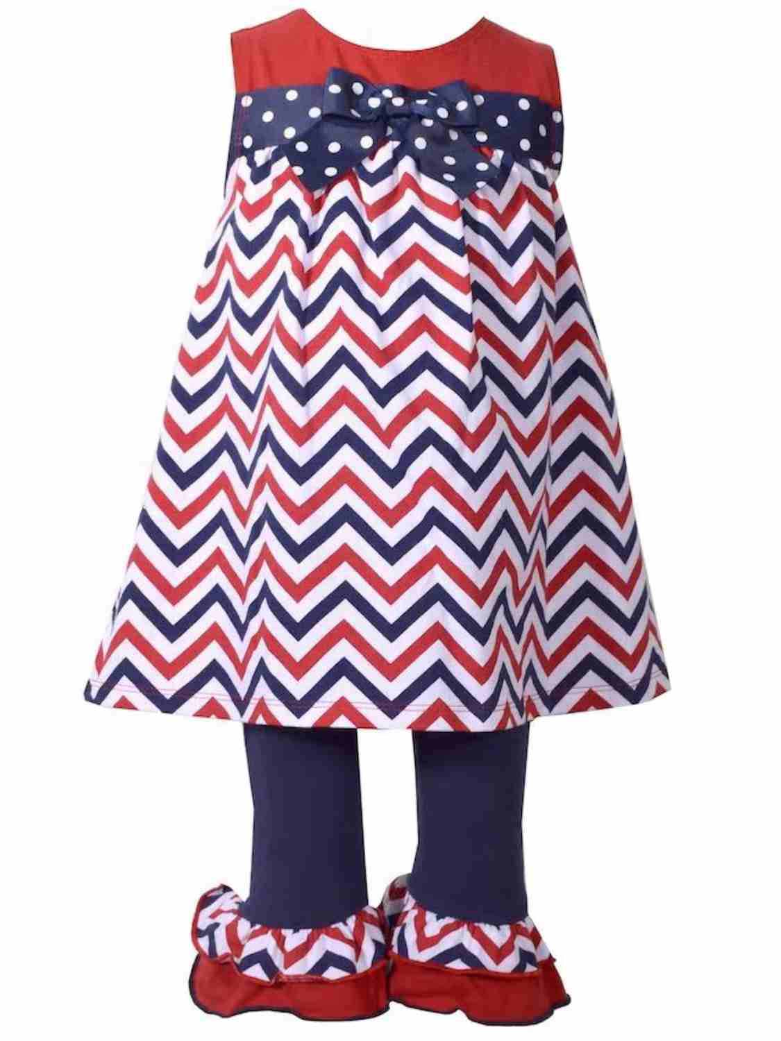 Bonnie Baby Toddler Girls Red White Blue Patriotic Party