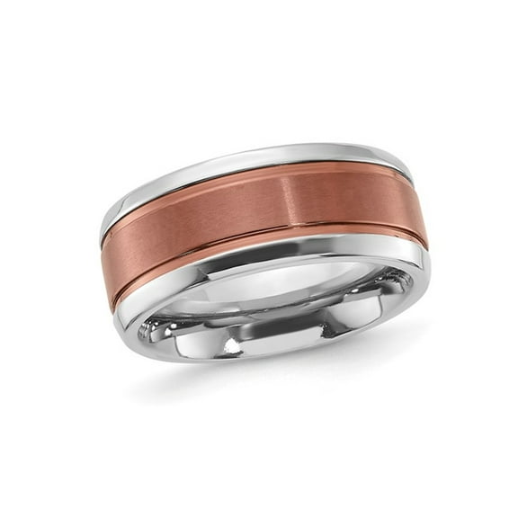 Gem & Harmony Mens Titanium with Copper Plated Center Wedding Band Ring (8.0mm) for Men