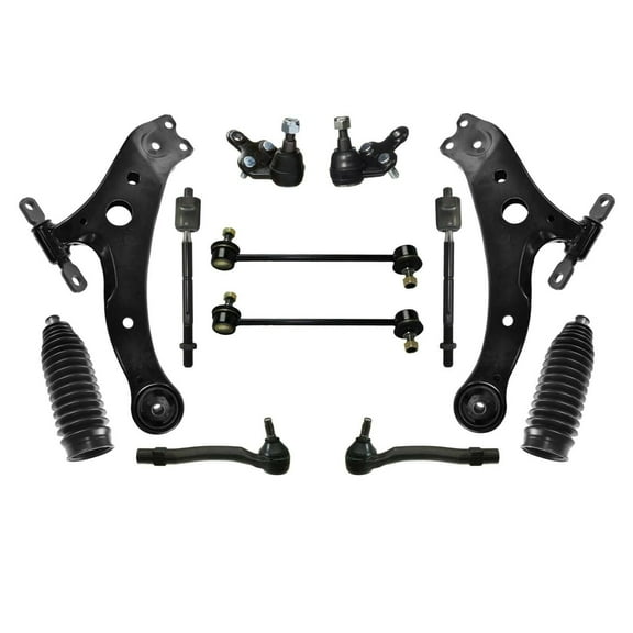 Complete Suspension Kit 12 Pieces Front Lower Control Arm Sway Bar Links Ball Joints Tie Rod Ends with Bellow Boots Fits select: 2002-2003 TOYOTA CAMRY, 2002-2003 LEXUS ES