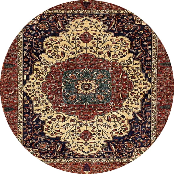 Ahgly Company Indoor Round Abstract Red Abstract Area Rugs, 8' Round