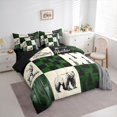 thumbnail image 4 of Feelyou Moose Bear Animal Twin Bedding Sets 7-Piece, Green Check Patchwork Bedding Comforter Set, Farmhouse Hunting Theme Reversible Sheet Sets, Breathable Home Decor, 4 of 9