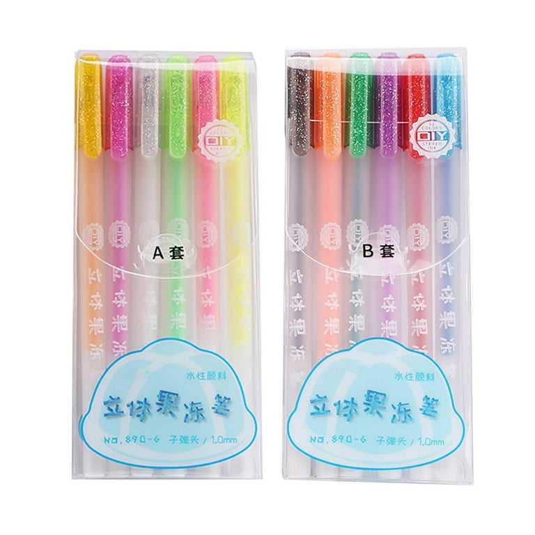 Pens 3d Glossy Jelly Ink Pen 12 Color For School Glossy Ink Gel Pens 0.6mm  12pc 5ml