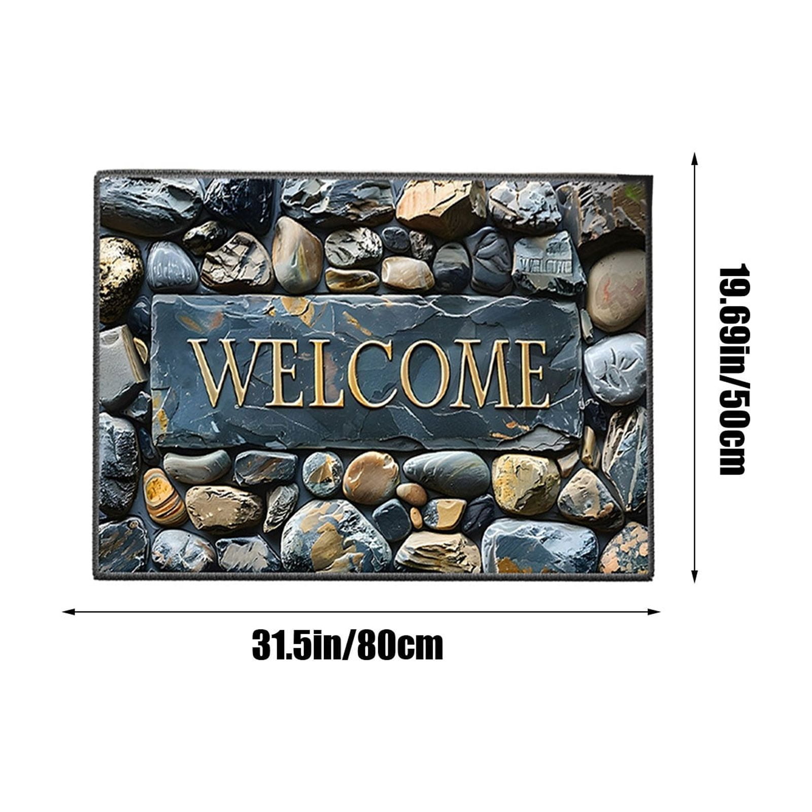 Rectangle Entrance Door Mat, Entry Way Doormat Front Door Rugs Outdoors Heavy Duty Welcome Mat, Non Slip Low Profile for Garage (Medium)