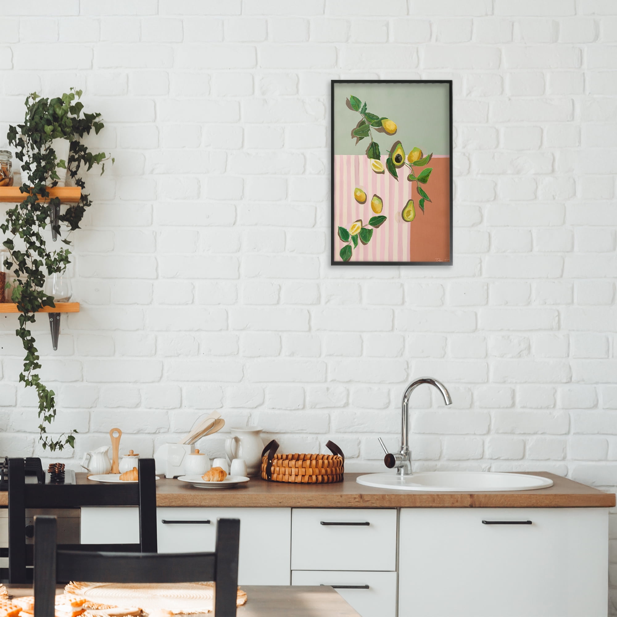 Stupell Industries Midcentury Avocado & Lemons Black Framed Giclee Art, design by Dani Heyward