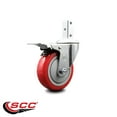 thumbnail image 2 of 4 Inch Red Poly Wheel Swivel 7/8 Inch Square Stem Caster with Total Lock Brake, 2 of 2