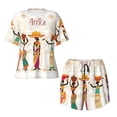 thumbnail image 4 of Lsque Black African Woman Women's Short-Sleeved Pajama Set - 2 Piece Soft and Lightweight Sleepwear Set-Small, 4 of 9