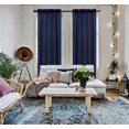 thumbnail image 4 of 2 panel faux silk solid curtain drapes with rod pocket 108" total wide by 84" long panel curtain for any bedroom or patio door non blackout semi sheer panels MR2 navy blue, 4 of 4