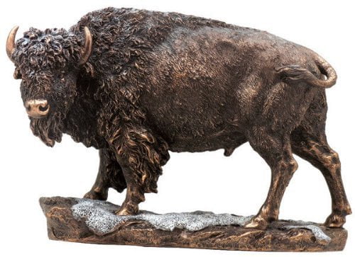 American Buffalo Bison in Grass Statue Sculpture Figurine American Buffalo Bison in Grass Statue Sculpture Figurine