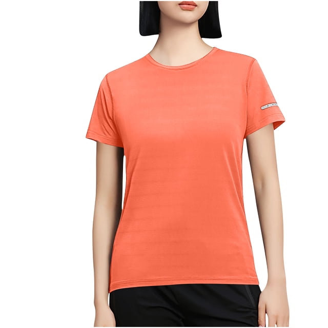 Plebaso T-Shirts de Base pour Femmes à Manches Courtes, Coupe Ample, T-Shirts Décontractés, Couleur Unie, Col Rond, Hauts d'Été