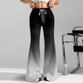 thumbnail image 2 of Women's Fashion Loose Drawstring Waist Gradient Print Casual Sports Flared Pants, Black, L, 2 of 4