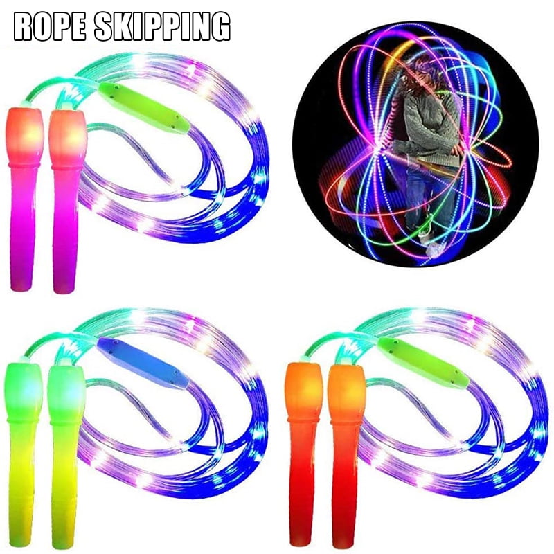 LED Luminous Jump Ropes Cable for Kids Night Skipping Rope Exercise Fitness 