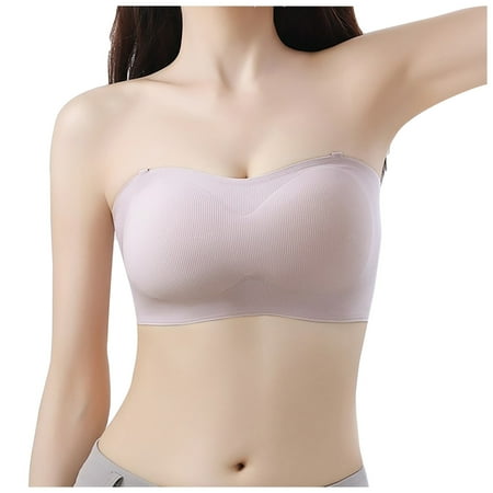VMESZQFG Women s Wirefree Seamless Bras Women Bras Wireless Strapless Bra Tube Top Stable To Stay In Place Even After Extreme Dance Strapless Bra Slip Beautiful Back Support High Elasticity Gray
