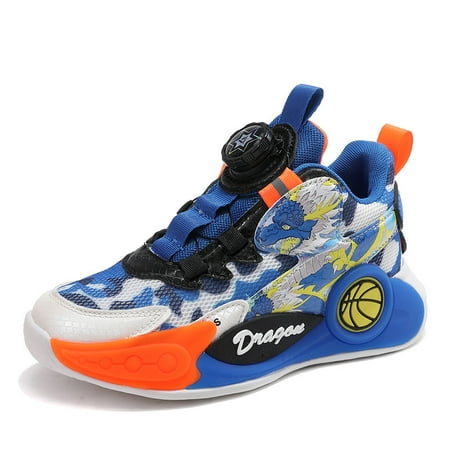 

Boys Trendy Woven Knit Basketball Shoes Breathable Lightweight Sport Sneakers For Running Walking