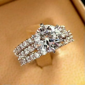 Elegant Two-Tone 925 Sterling Silver Ring With Cubic Zirconia - Women's Sizes 6 To 10