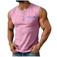 thumbnail image 3 of Jinhomg Mens Casual Henley Tank Top Sleeveless Button Down Workout Shirt with Chest Pocket Soft Summer Gym Muscle Tee for Men Pink,XL, 3 of 7