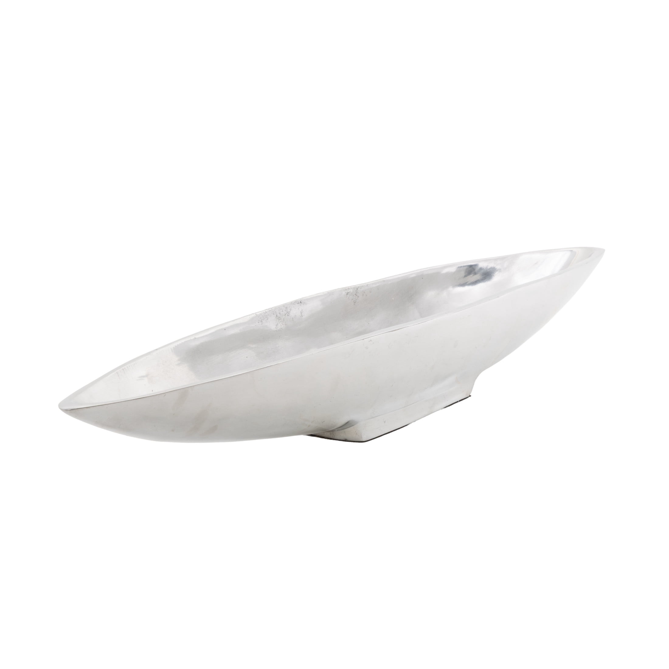 DecMode 29" x 5" Silver Aluminum Metal Sleek Boat Tray with Elevated Base, 1-Piece