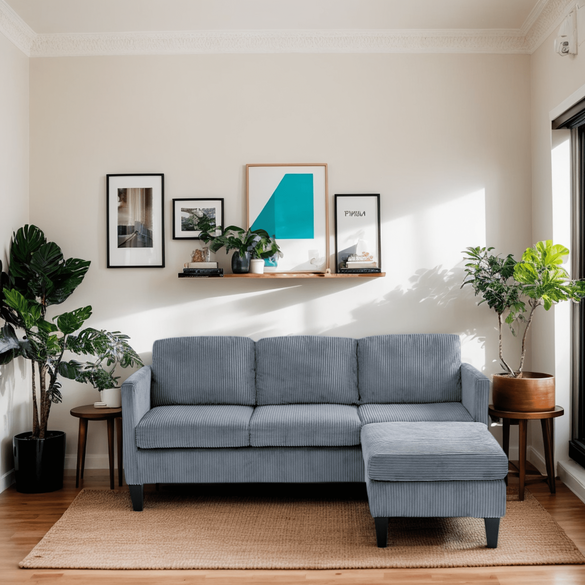 Leumius Convertible Sectional Sofa Couch,Modern Corduroy L-Shaped Couch with Storage Ottoman,Small Sofa for Small Living Room, Apartment and Small Space,Gray