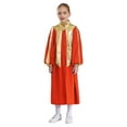 thumbnail image 2 of iiniim  Kids Girls Graduation Gown Color Block Stand Collar Long Sleeve Zipper Robe Dress Red 8, 2 of 7