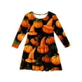 thumbnail image 5 of Abcomgle Little Girls Halloween Dresses Funny Witchs Hat Pumpkin Graphic T Shirt Dresses for Girls Cute A-Line Long Sleeve Dress Clothes for Girls Crewneck Casual Swing Dress Outfits,11-12 Years, 5 of 5