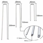 U Shaped Garden Stakes with Washers Galvanized Pins Fixing Clips for Landscaping - 2.5mm*10cm