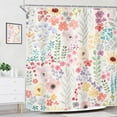 thumbnail image 3 of Cute Floral Colorful Shower Curtain,Spring Boho Kids Girls Girly Wildflower Pink Watercolor Fabric Cloth Bathroom Curtains,Funky Trendy Plant Bathroom Decor Set with Hooks 72x72 Inch, 3 of 6
