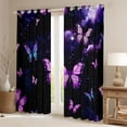 thumbnail image 2 of Homewish Watercolor Gradient Butterfly Black Out Curtains,3D Colorful Butterflies Curtains Pack of 2 (42x63 Each),Pink Black Bedroom Curtains For Girls Teens,Luxury Bedroom Decor, 2 of 6