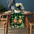 thumbnail image 2 of St. Patrick's Day Table Runner - 120 Inch Long, Kitchen Dining Table Runner Dresser Scarves, Cute Gnomes Lucky Shamrocks Green Black Plaid Farmhouse Decor for Coffee Tables Wedding Party Banquet, 2 of 8