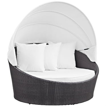 Ergode Convene Canopy Outdoor Patio Daybed - Espresso White