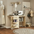 thumbnail image 2 of HOMCOM Table à Coudre Pliante Armoire Mobile pour Machine à Coudre Bois Naturel, 2 of 10