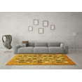 thumbnail image 3 of Ahgly Company Machine Washable Indoor Square Abstract Yellow Modern Area Rugs, 4' Square, 3 of 4