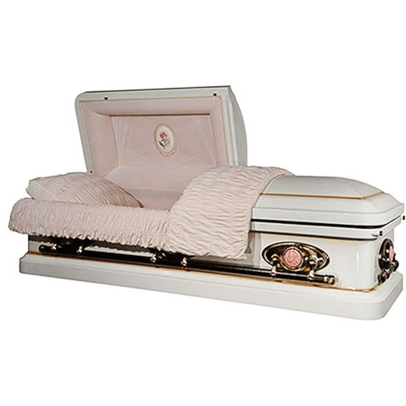 Casket Emporium Priscilla Pink Velvet Funeral Casket, Rounded Corner