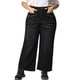 thumbnail image 1 of GRACE & GRANDEUR Pantalones de mezclilla de mujer talla grande de pierna ancha de cintura alta, pantalones palazzo lavados, jeans de moda casual con bolsillos 2X negros, 1 of 8