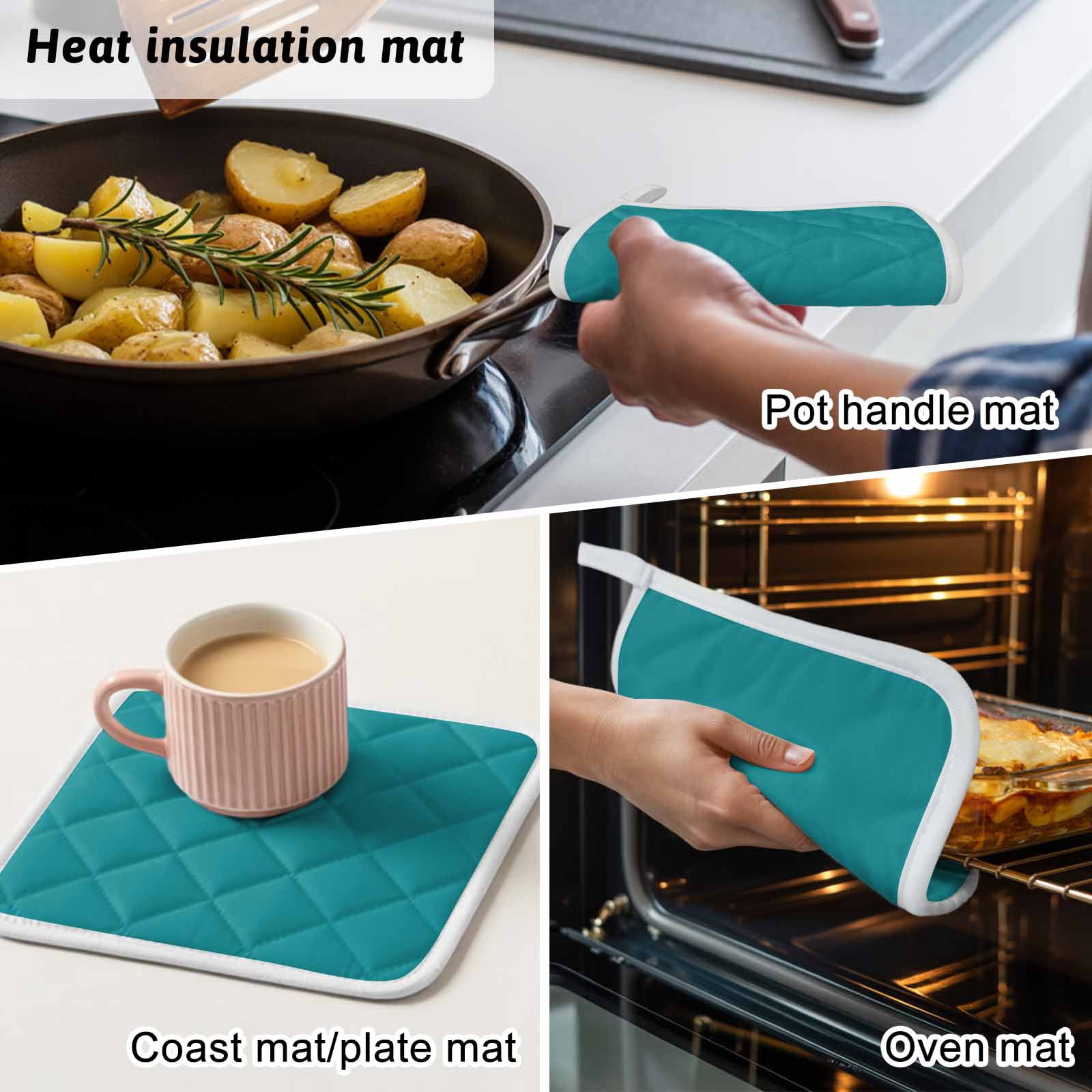 Teal Pot Holders for Kitchen Heatproof Potholder, 2 Pack Turquoise Pure Teal Hot Pads Multipurpose Oven Pads Cloth Potholders Trivet for Cooking and Baking