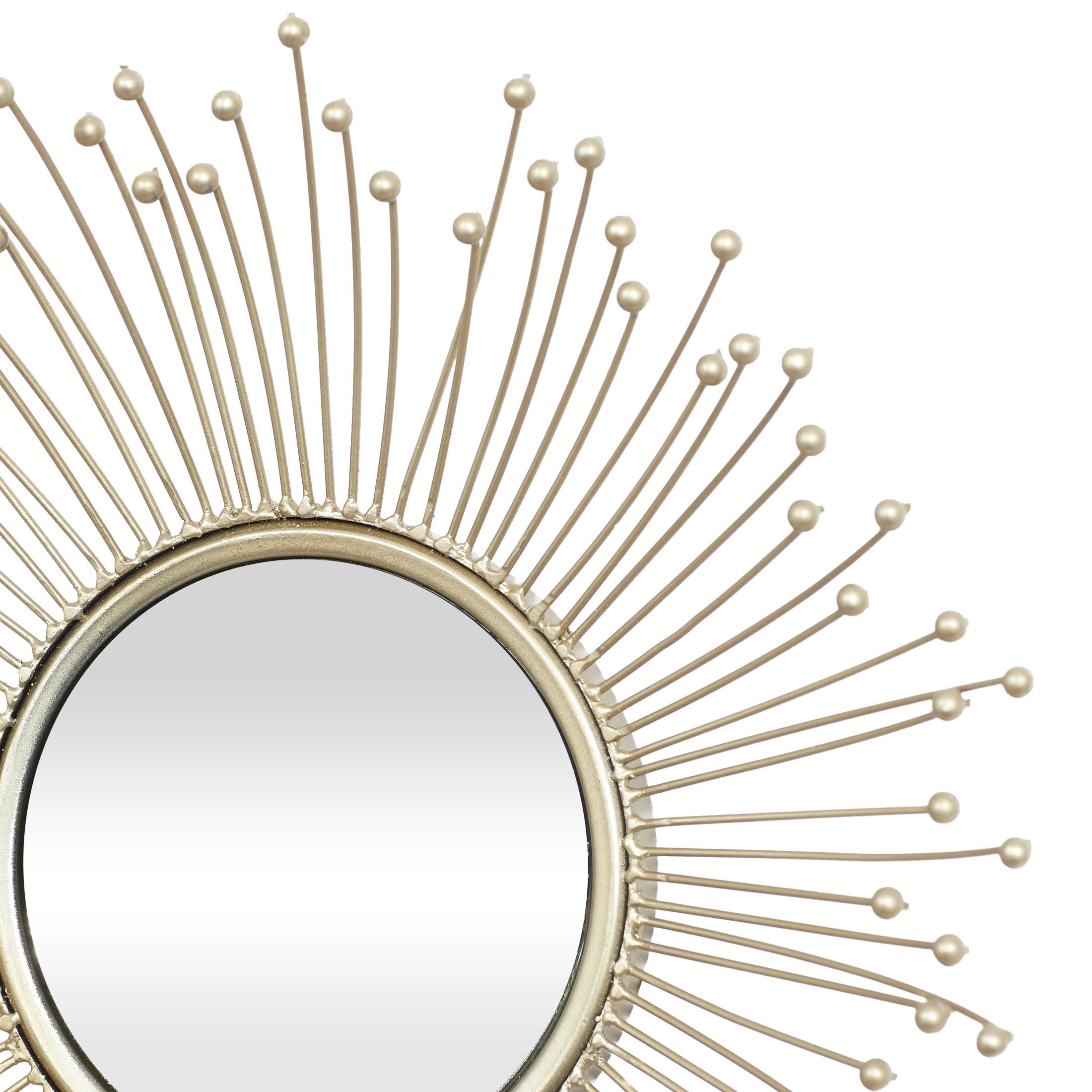 DecMode 16", 15", 12"D Gold Starburst Wall Mirror, Set of 3